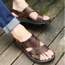 Sandalias de playa para hombre con suela antideslizante y blanda, sandalias versátiles para uso dual, zapatos casuales impermeables para verano. - Marrón - Ver 2