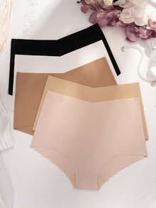 5pcs/Pack Women's Seamless Hipster Panties, Comfortable High Waist Briefs, Skin-Friendly Fit - Multicolor - View 5