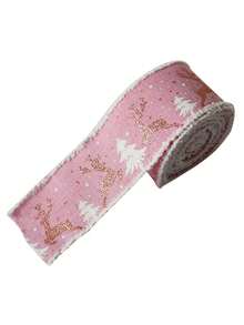 1 pieza Cinta navideña nueva, cinta de tejido, cinta de cáñamo, cinta decorativa navideña a cuadros con borde blanco