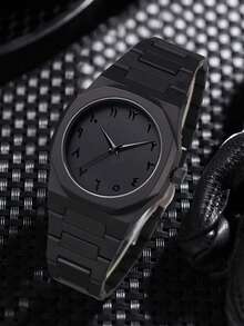 1pc Men's Fashion Casual Personalized Arabic Numeral Dial Quartz Watch, Suitable For Daily Wear Or As Holiday Gift - Multicolor - View 2