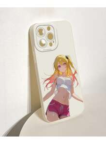 带镜头保护罩的防震保护壳:动漫女孩风格提升你的心情 - 白色 - 查看 6