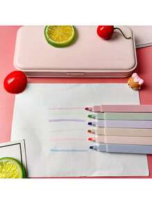 3 Stück sortierte Farben ästhetische quadratische Textmarker, Doppelspitzen Markerstifte, wasserbasiert, schnelltrocknend für Schule, Büro, Tagebuch Zubehör