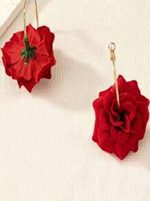 1 Par de Brincos Vintage Elegantes com Flor de Rosa Vermelha Vívida, Adequado para Uso Diário, Atividades ao Ar Livre, Festas e Presentes