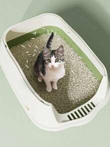 1pc Fully Enclosed Cat Litter Box, Odor-Proof & Splash-Proof, Includes Litter Scoop, Litter Mat, Cat Cleaning Supplies, Indoor Cat Litter Box