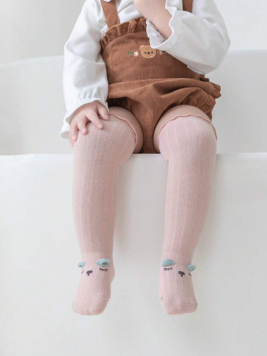 1 par de calcetines largos para bebé, calcetines de algodón delgados para primavera y otoño - Multicolor - Ver 1