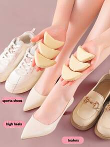 1 双女式可调节鞋码填充物，防摩擦前脚垫，透气吸汗半码鞋垫，适合高跟鞋和尖头鞋 - 杏色 - 查看 3