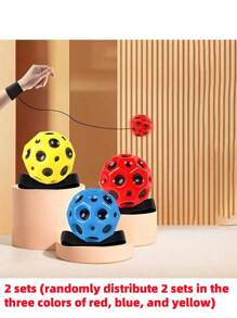 1 个迷你腕指球，带腕带，舒适抓握弹性运动球，耐用热塑性聚酯，太空和月亮图案，适合户外休闲和锻炼 - 非机动，无需电源，高弹性升级版，腕带更宽，佩戴更舒适