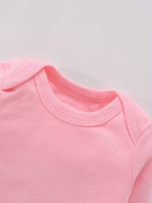 5-Piece White Triangular Jumpsuit - Long-Sleeved Button Design, Suitable For Both Men And Women, All-Season Home Wear, Machine Washable For Daily Wear, Simple And Comfortable Fabric, Essential For Nurseries, Preferred For Outdoor Leisure - 粉色 - 查看 5