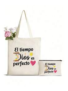 Bộ túi đeo vai bằng vải canvas in họa tiết, bao gồm túi đựng mỹ phẩm cùng màu, túi tote thời trang dung tích lớn phù hợp cho du lịch, đi học, mua sắm và sử dụng hàng ngày; túi đa năng có thể tái sử dụng, phù hợp cho bãi biển, sinh nhật, kỳ nghỉ, đám cưới; món quà lý tưởng cho phụ nữ, sinh viên, giáo viên; túi tote đựng đồ màu đen hoặc trắng, hoàn hảo cho mùa tựu trường và những chuyến đi cuối tuần. - Nhiều màu - Xem 12