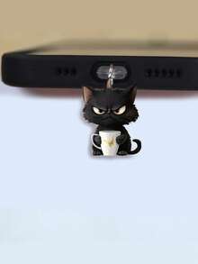 1pc 2D Acrylic Black Cat Phone Dust Plug, Compatible With Apple And Type-C Interfaces, Ideal For Holiday Gifts, Not 3D Gifts For Mother, Family, Friends, Kids, Birthday, Holiday Phone Accessories Phone Charm - Multicolor - View 3