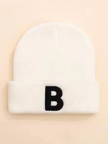 1 pezzo Berretto lavorato a maglia con ricamo di lettere per bambini, 26 lettere disponibili, morbido e delicato sulla pelle, carino e adorabile, adatto per l'autunno/inverno per uso quotidiano, attività all'aperto, coordinato tra fratelli e genitore-figlio - Bianco - Visualizzare 34