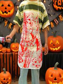 1 peça de acessório de Halloween Sangue Delantal, acessório de maquiagem de Halloween Sangue Delantal, bolsa de brincadeira para noite de Halloween Sangue Delantal, açougueiro com marca de mão de sangue Delantal, conjunto de fantasia de kufu sangrento de Halloween, adequado para festas de terror e noite de Halloween. Delantal Halloween