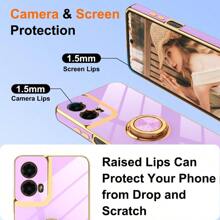 Motor Moto G 5G 2024 Case: Moto G Play 5G 2024 Case Wit 2Pcs Screen Tector360 Tion  Older  Kickstand Plating Gold Edge Soft TPU Tective Cover Lig Purple
