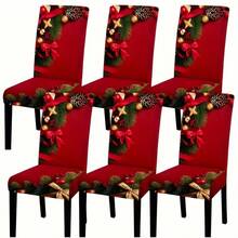 4/6 Unique Christmas Designs, Santa Claus & Snowman Digital Positioning Print Chair Covers, Removable & Washable Chair Cover Set, Soft Elastic Seat Protector, Suitable For Christmas Atmosphere Decoration In Restaurant, Kitchen, Banquet Hall, Dining Room, Bedroom, Office, Living Room, Dormitory And Home - Multicolor - View 29