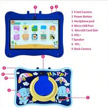 4GB RAM + 64GB ROM / Tableta de 7 pulgadas / Procesador Quad-Core 1.3GHz / Android 13 / Pantalla IPS HD 1280x800 / Cámara 2MP+5MP / Batería 4000mAh / WiFi, Control Parental, Educación, Juegos / Plástico ABS + Silicona, Tableta Educativa (Incluye: Caja de Empaque, Cable de Datos, Manual, OTG, Aguja para Tarjeta SIM)