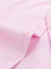 Rand paul Men's Casual Social Short Sleeve Plain Shirt With Pocket In Slightly Stretch Polyester - Baby Pink - View 6