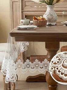 1pc Transparent Lace Edged Tablecloth, Modern PVC Rectangular Tablecloth, Suitable For Dining Table, Coffee Table, Daily Home Decor And Party, Wedding, Holiday