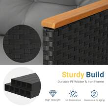 3-Piece Patio Furniture Set, All-Weather PE Rattan Outdoor Sectional With Storage Table, L Shape Outdoor Couch With Cushions, Small Wicker Patio Furniture For Balcony Garden