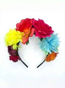 1pc/2pcs/4pcs Floral Print Halloween Butterfly Party Bohemian Polyester Colorful Flower Headband, Butterfly Hair Accessories, Party Headpiece, Day Of The Dead Headband, Suitable For All Seasons