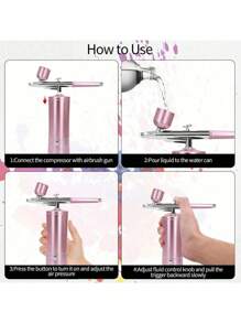 1 套 0.3 毫米单动喷枪，带 10CC 金属杯，适用于模型蛋糕美甲工艺品蛋糕的扳机喷枪，兼容大多数喷枪压缩机工具 - 彩色 - 查看 9