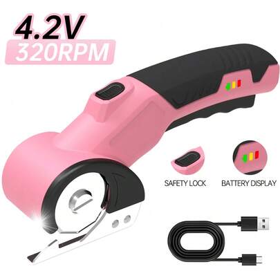 TIROTO Cordless Electric Scissors, With Safety Lock, Ergonomic Anti Slip Handle, Industrial Grade Stainless Steel Blade, Suitable ForCardboard, USB Rechargeable Lithium Battery, Clothing, Leather And Fabric, No Assembly Required.