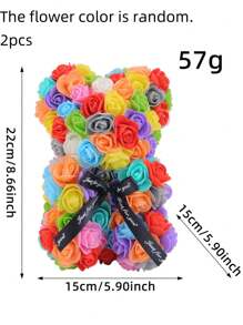 2/1pc, 9.25*15.5inch Rose Bear Figurine Mini Foam Bear Cute Home Decor, Romantic Artificial Flower Design, Suitable For Mother's Day, Father's Day, Graduation, Valentine's Day, Wedding Party, Birthday, Window & Tabletop Decor, Perfect Gift For Family & Friends - Multicolor - View 22