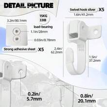 5PCS Kitchen Adjustable Hook Dualpurpose Movable Sidemounted Toploading Hook