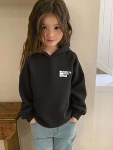 DAZY 少女秋装 少女连帽字母印花卫衣