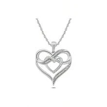 Cali Trove 1/10ct Natural Diamond Double Heart Infinity Pendant Necklace For Women  10KT Gold Heart Infinity Pendants For Her Mothers Day Jewelry Gifts In Pink, White Or Yellow Gold - 白金 - 查看 1