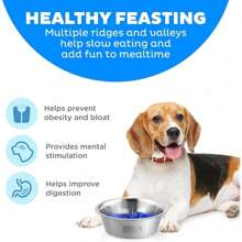 Outward Hound Fun Feeder Slo Bowl, Slow Feeder Dog Bowl, Medium/Mini, Turquoise - Stainless Steel - 查看 2