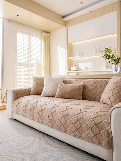 Luxurious Plush Sofa Cover - Thick, Warm & Non-Slip Couch Protector For Living Room, Office, Bedroom Decor - Machine Washable, Fits Single To Four Seater Sofas