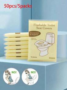 10Pcs/30Pcs/50Pcs Toilet Seat Covers Paper, Flushable Paper Toilet Seat Covers For Adults Potty Training, Travel Accessories For Public Restrooms, Airplane, Camping Travel Disposables Items Travel Hotel Essentials Outdoor Essentials Room Stuff Beach Travel Minis Periods Disposable Items Bathroom Accessories