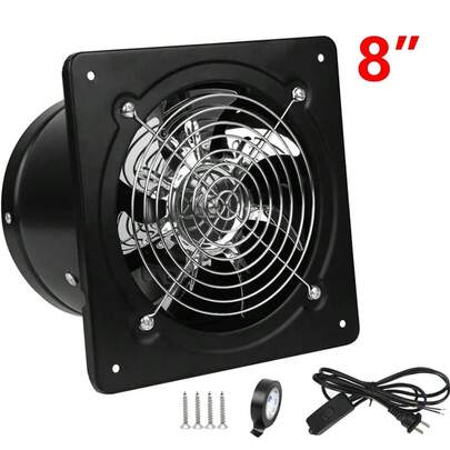 8" Exhaust Fan Stainless Steel Ventilation Extractor Fan 110V Wall-Mounted Blower Duct Fan With Backdraft Damper For Kitchen, Bathroom, Basement, Laundry Room ,Toilets, Garage, Shopping Mall And Office