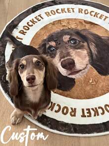 1pc Customized Round Pet Carpet, Can Print Personalized Photo And Name, Soft Faux Cashmere Non-Slip Rug, Cute Floor Mat, Suitable For Dog Or Cat Lovers, Cozy Home Decor, Can Be Used In Bedroom Or Living Room, Christmas, Thanksgiving, Halloween Gift - Multicolor - View 3