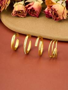 4pcs Adjustable Toe Rings, Women's Open Toe Rings, Knotted Toe Rings, Summer Beach Foot Jewelry, Inlaid Zirconia, Silver/Gold/Rose Gold - Multicolor - View 8