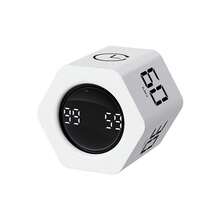 1pc Rechargeable 500mAh Kitchen/Study/Game Timer, 1/5/10/30/60min Hexagon Desk Flip Rotary Loop Productivity Timer Cube Big Screen Countdown Visual Pomodoro Timer, , A Great Gift