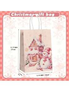 6pcs Pink Paper Gift Bags With Handles, Birthday Party Favor Bags, Decorative Wrapping For Gifts, Suitable For Parties, Holidays, Christmas, Thanksgiving, New Year