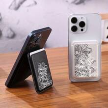 Graphic Dragon Print Magnetic Card Holder Compatible With Magnetic Phone Cases Card Wallet Can Be Used As Mobile Phone Kickstand - màu đen - Xem 3