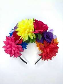 1pc/2pcs/4pcs Floral Print Halloween Butterfly Party Bohemian Polyester Colorful Flower Headband, Butterfly Hair Accessories, Party Headpiece, Day Of The Dead Headband, Suitable For All Seasons