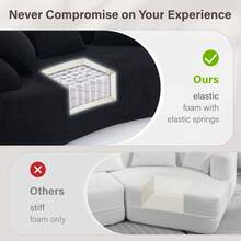 65'' Modern Loveseat Sectional Sofa Couch, Luxury Plush Chenille Upholstered Cloud Couch With Extra Deep Seat And Curved Armless Floor Design, Comfortable Small Space Sofa With 3 Throw Pillows, Medium Firm Cushion Memory Foam Couch, Soft Boneless Sofa For Living Room Furniture, Apartment Couch For Bedroom Office Home Decor, No Assembly Needed - 黑色 - 查看 4