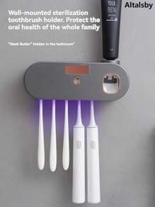 1 件智能紫外线牙刷消毒器和牙膏分配器、USB 充电壁挂式牙刷架（带牙膏挤压装置）、5 槽牙刷架（带自动消毒功能）、浴室牙刷消毒器、浴室储物、浴室配件家居浴室装饰秋季装饰返校 - 彩色 - 查看 10