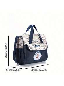 1入組嬰兒卡通狗&字母刺繡多功能便攜可愛單肩媽咪包