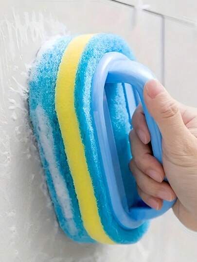 1 pieza Piedra pómez con esponja y mango, un potente estropajo para eliminar manchas resistentes en ollas, sartenes, baños, vidrio, paredes, ideal para uso en interiores y exteriores, incluyendo jardín y piscina (color aleatorio)