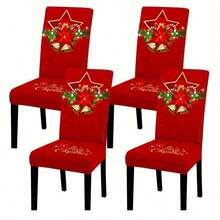4/6 Unique Christmas Designs, Santa Claus & Snowman Digital Positioning Print Chair Covers, Removable & Washable Chair Cover Set, Soft Elastic Seat Protector, Suitable For Christmas Atmosphere Decoration In Restaurant, Kitchen, Banquet Hall, Dining Room, Bedroom, Office, Living Room, Dormitory And Home - Multicolor - View 10