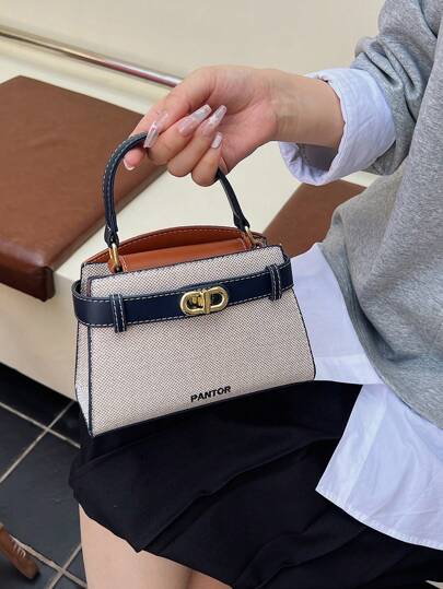 Mini Fashionable Versatile Contrast Color Casual Handbag For Women