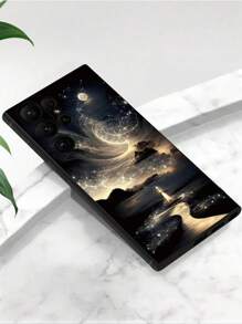 1 pieza Funda de teléfono a prueba de golpes y antideslizante con diseño brillante de aurora y luna compatible con Galaxy A04e/A05s/A13/A14/A15/A34/A35/A50/A52/A53/A54/S21/S22/S23/S24/S25/S25Ultra