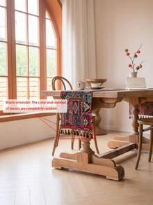 قطعة واحدة من الجاكار المزود بشرابة ، مناسب لزينة غرفة المعيشة والنوم وغرفة الطعام ، لمفرش الطاوله اليومي والأعياد - متعدد الألوان - مشاهدة 4