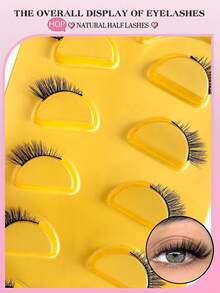 5 对半睫毛，附赠 2 克胶水，黑色带状柔软天然猫眼睫毛化妆工具延长蓬松仿貂皮睫毛，婚礼季，音乐节，派对条状睫毛，睫毛，睫毛，假睫毛 - 半眼睫毛 - 查看 2