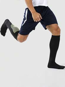 1 Pair Kids Thin Soccer Socks, Boys Girls Striped Knee-High Sports Socks, 7-12 Years Old Children Athletic Training Socks