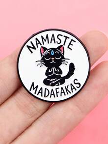 1 件装瑜伽猫珐琅别针卡通胸针松针翻领别针徽章背包服装配饰动物珠宝朋友礼物 - 均碼 - 查看 5